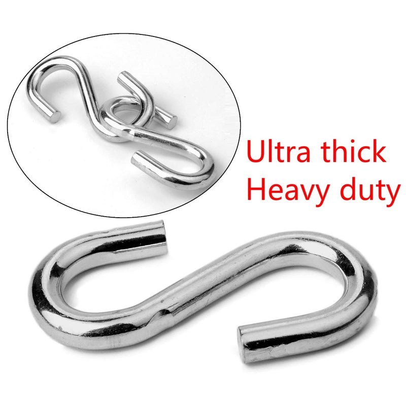 F Flammi Flammi 2 Pack Heavy Duty S Hooks for Hanging Hammock Stand Swing Plants, Max 500 Lbs, 3 Inch Long 5/16 Inch Thick Strong Galvanized Utility Hooks - Image 4